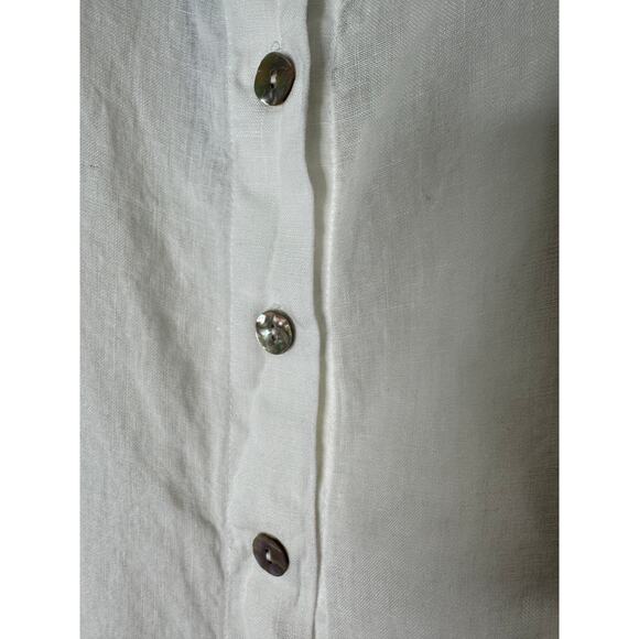 Bryn Walker Cinzia Light Linen Elastic Waist High-Low Hem A-Line Skirt White XXL - Picture 8 of 11